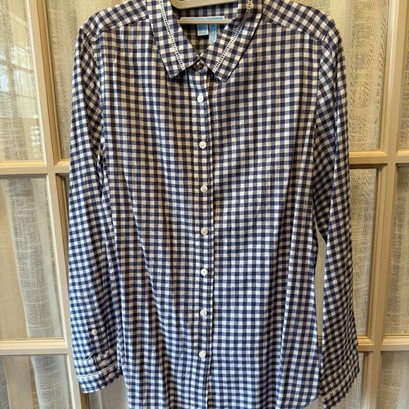 Draper James Long Sleeve Gingham Button Down - Picture 1 of 5